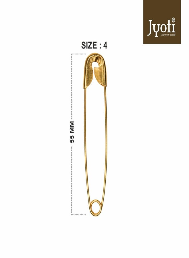 Jyoti 33207 Safety Pins - Prime, Strong Nickel Plated Steel, Rust Resistant, Heavy Duty Variety Pack, Perfect for Clothes, Crafts, Sewing, Pinning (125 Pins of Size 4 / 55mm Golden Finish in a Pouch) - Image 2